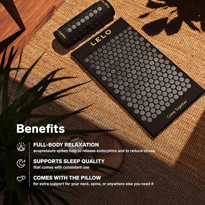 LELO Acupressure Mat – Designed for Relaxation and Stress Relief, Perfect for Back, Neck & Shoulders Muscles, Premium Wellness Acupuncture Massage Mat and Pillow Pillow – Stress & Tension Relief