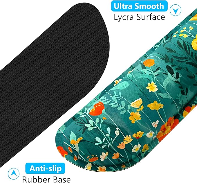 Dapesuom Enlarge Keyboard Wrist Rest Pad, Memory Foam Set Wrist Cushion Support for Easy Typing & Pain Relief, Mouse Wrist Pad, Anti-Slip Wrist Support for Gaming, Computer, Office, Forest Flowers