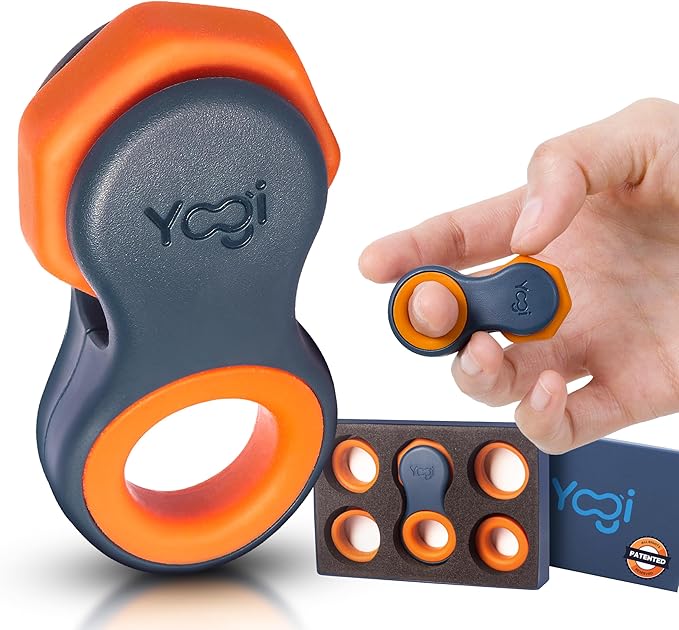 Yogi Fidget Toy – Silent Sensory Spinner for Adults & Kids – Stress Relief Fidgets for ADHD, Anxiety – Fidget Toys for Adults – Includes 5 Finger-Fit Rings – Work, School & Travel – Supernova