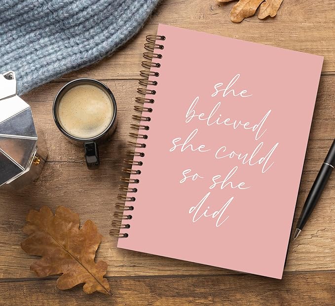 She Believed She Could so She Did Inspirational Notebooks Journal for Women,Pink Preppy Notebook Journal,Affirmation Journal, Inspirational Gifts for Women,Spiral Notebook 5.5x8.3