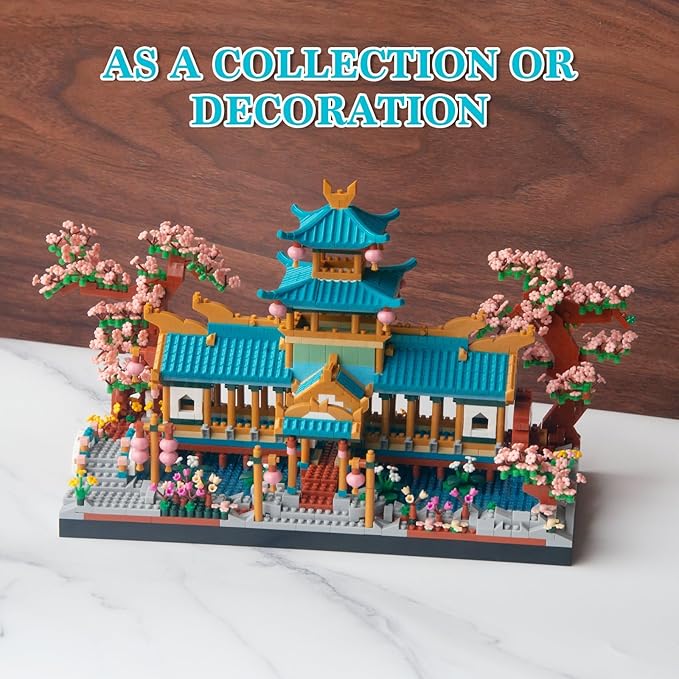 Finger Rock Cherry Blossom Bonsai Tree Building Set, Japanese Architecture Sakura Micro Block Building Set for Adults, Collectible Creative Gift for Kids 14+ (2350 Pieces)