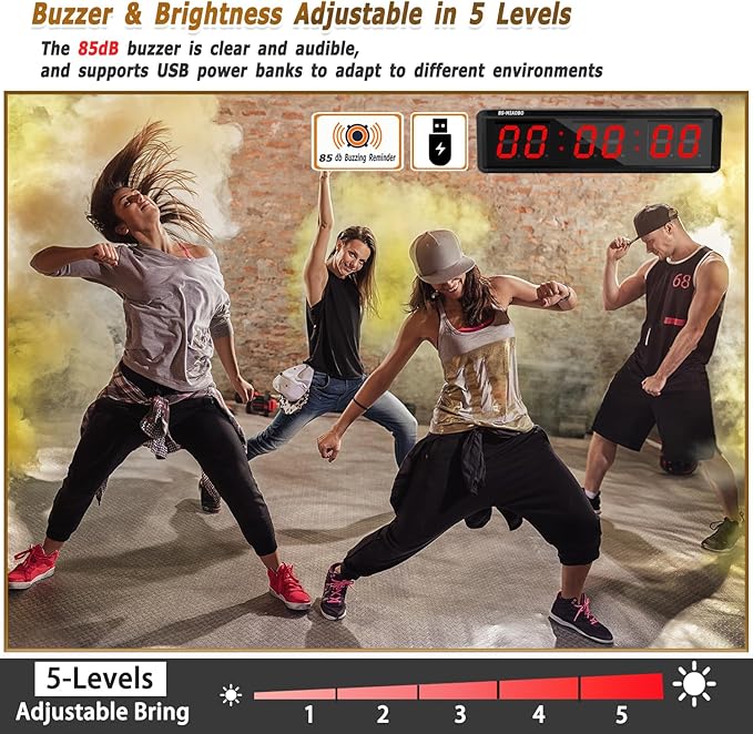 Independent Button Type 1.5-inch Fitness Room Rest Timer, Suitable for Gym Exercise/School/Home Exercise/Boxing Gym/Indoor Rock Climbing (1.8-inch Data PC Transmission Mode)