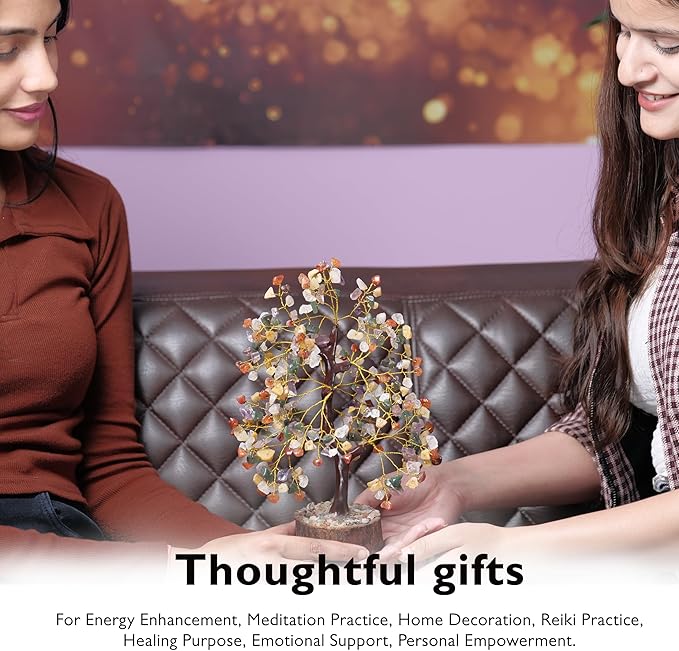 FASHIONZAADI Premium Crystal Tree of Life – 7 Chakra Tree for Healing, Positive Energy, Luck & Manifestation – – Ethically Handcrafted Gifts for Women, Spiritual Gifts for mom