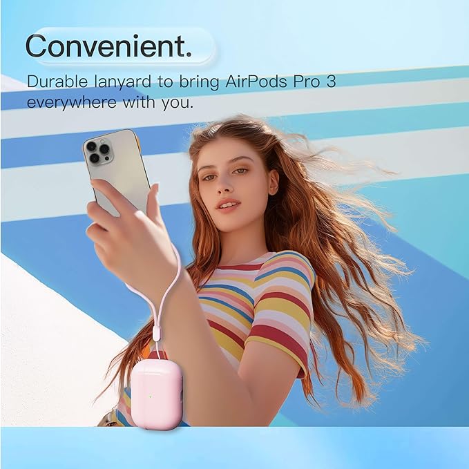 Case for AirPods Pro 3 Never-Sretch-Out DamonLight Shock-Proof Protective Semi Hard Silicone Case Compatible with Apple Airpods Pro 3rd Generation (Pink)