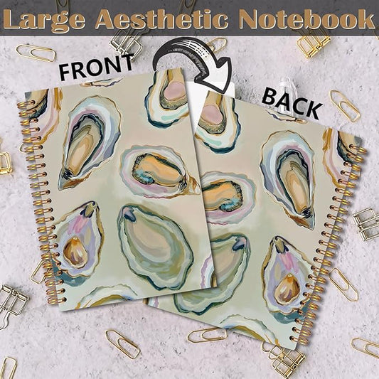 Oyster Gifts Spiral Notebook 5.5x8.3, Coastal Beach Oyster Shell Journal, Ocean Journal Gifts, Beach Notebooks for Note Taking