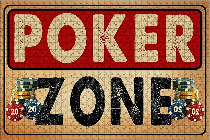1000 Piece Wooden Poker Zone Jigsaw Puzzle Adults & Kids Difficult Brain Teaser for Focus Training & Quiet Family Time 29.5x19.7 Inch