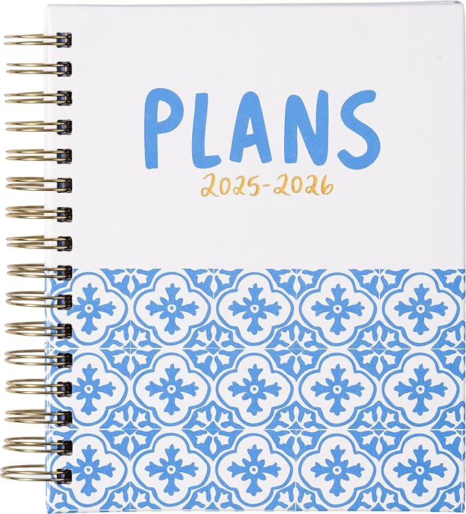 2025-2026 Eccolo Spiral Agenda Planner, Blue Plans, Weekly & Monthly Pages, 18 Months, Sticker Sheets, Inspirational Quotes (7.75 x 8.75, July 2025 - Dec 2026)