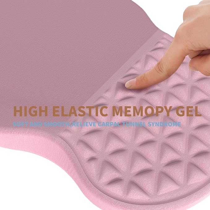 Ergonomic Mouse Pad Wrist Support with Foam Massage Design, Pain Relief Mousepad with Wrist Rest, Non-Slip PU Base, Pink Mouse Pads for Women, Desk, Office & Home