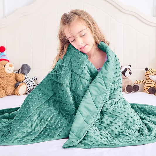 Weighted Blanket Kids (10lbs, 40"x60" Throw Size) - Breathable Minky Heavy Blanket for 80-120lbs with Premium Glass Beads - Soft Thick Blankets for All-Season Sleeping Comforter - Teal