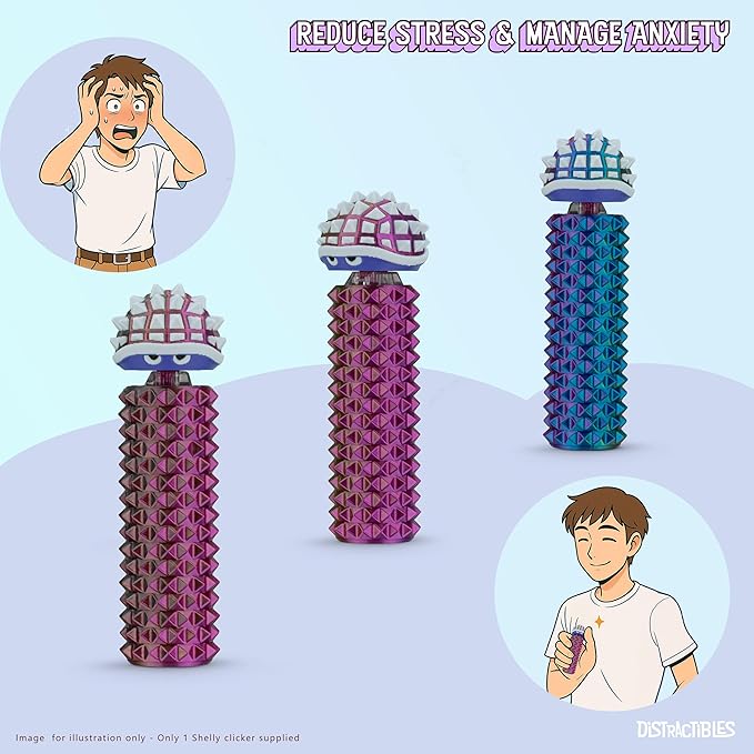 Shelly - Sensory Fidget Toy, Textured Pain Stim Device, Stress Relief for Focus and Concentration (Neon Harmony)