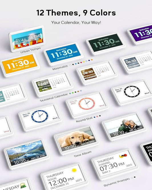 Mesqool 7" Digital Dementia Alarm Clock Large Display for Seniors, Plug in Electric Date Day of Week Calendar Clock 23 Alarms 18 Ringtones for Elderly Memory Loss Alzheimer’s, Auto DST