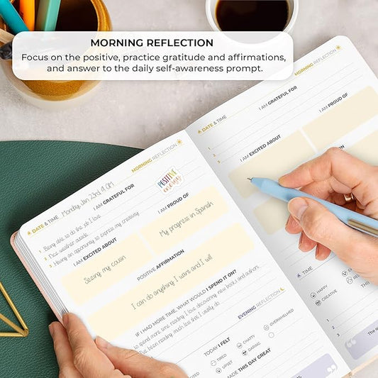 Clever Fox Four-Minute Journal – Daily Positivity Journal with Prompts – Motivational Affirmation, Mental Health & Habit Tracker (Rose Gold)