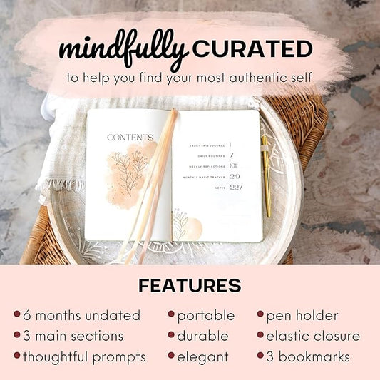 Daily Gratitude Journal for Women (5.7x8.25")- Linen Hardback Daily Women’s Journal - 6 Month Undated Guided Notebook with Prompts -Green Gratitude Diary with Prompts for Women- Personal Organizer