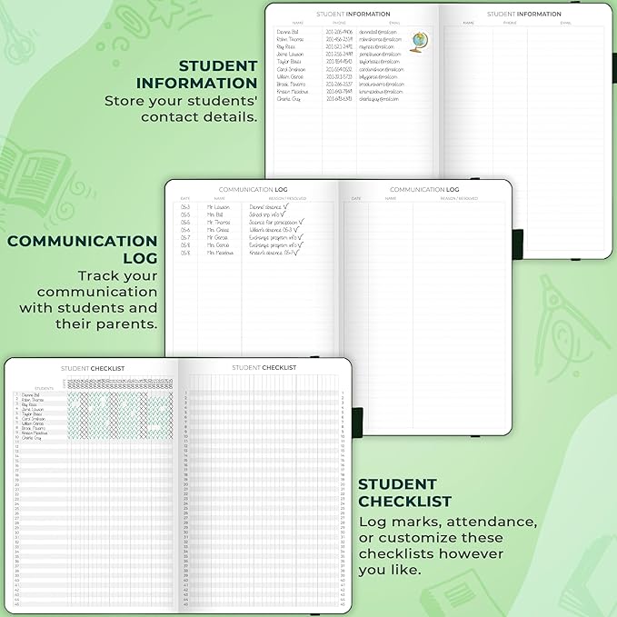 Clever Fox Teacher Planner – School Year Planner with Calendars & Lesson Plans – Teacher Plan Book for Classroom & Homeschool Organization - Undated, 7x10″, Hardcover (Dark Green)