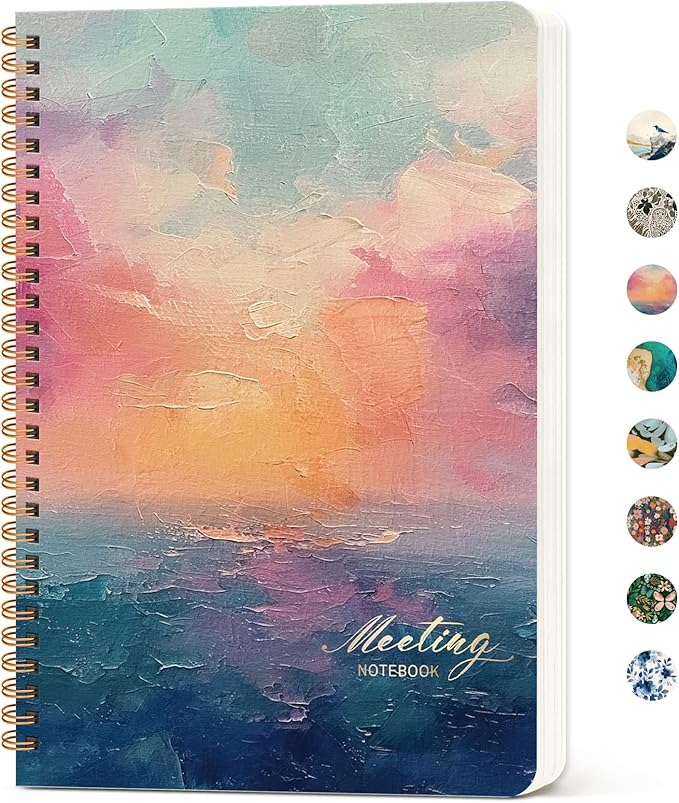 Taja Meeting Notebook for Work Organization, Aesthetic Meeting Minutes Notebook for Work, Event Project Agenda Planner Organizer, Perfect for Office School Business Supplies, 6.9" X 9.7" - Sunset