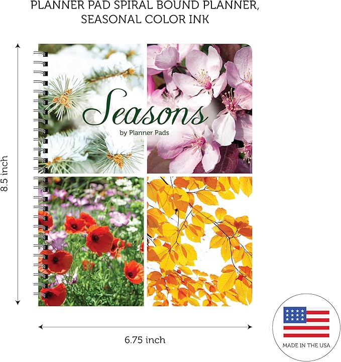 Planner Pad Spiral Bound 3-Tier Funnel Down 12 Month Organizer, July 2025 – June 2026 / Academic Year, Seasonal Color Ink, 6 3/4" x 8 1/2"