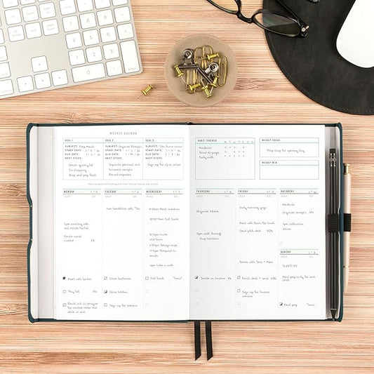 AT-A-GLANCE Foundation Goal Setting Planner, Undated Weekly & Monthly Journal, Track Progress, Create Habits, 5-3/4" x 8-1/4", Blue (FD2-200-20)