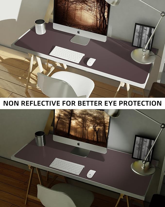 Leather Desk Pad Protector,48" x 23"Large Desk mat,Office Desk Mat, Non-Slip PU Leather Desk Blotter,Mouse pad,Waterproof Keyboard mat for Office/Home/Decor (Coffee)