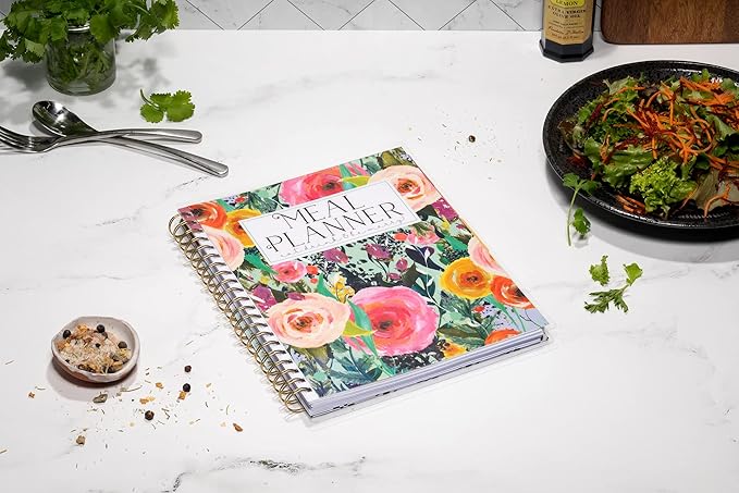 Large Meal Prep Planner, Spiral, Pull-off Grocery Shopping Lists, Kitchen Management, Tabbed Dividers, Laminated Covers, Easy Organizing, Avoid Food Waste, Folder Pockets, Covers a full Year - Eccolo