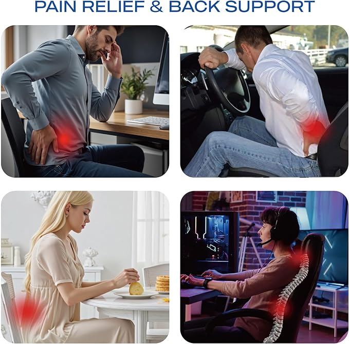 Skechers Memory Foam Lumbar Pillow,Lumbar Support Pillow for Office, Chair Lower Back Pain Relief Lumbar Pillow, Ergonomic Design Back Support Pillow for Office Chair, Car, Home, Travel,Black