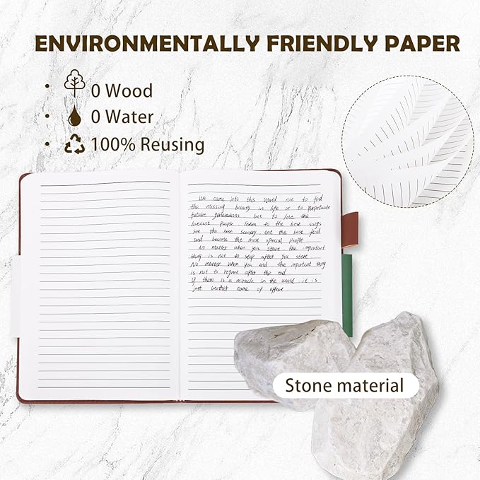 Stone Paper Notebook for Women Men, Waterproof Notebook Hardcover Executive Journal, Ruled Notebooks for Writing, Business, Work ＆ School, 160 Pages Notebook with Gift Box (B5 Blue)