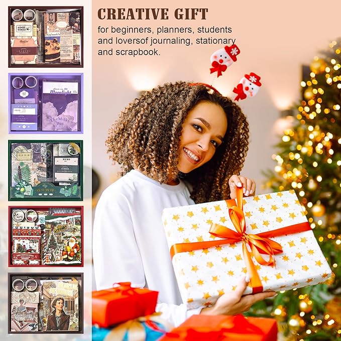 Scrapbooking Supplies Kit: Vintage Aesthetic Scrapbook Kit, Junk Journal Supplies with Scrapbook Stickers Paper, Journaling Supplies, Birthday Craft Gift for Adult Teen Girls Kid, Museum Memories