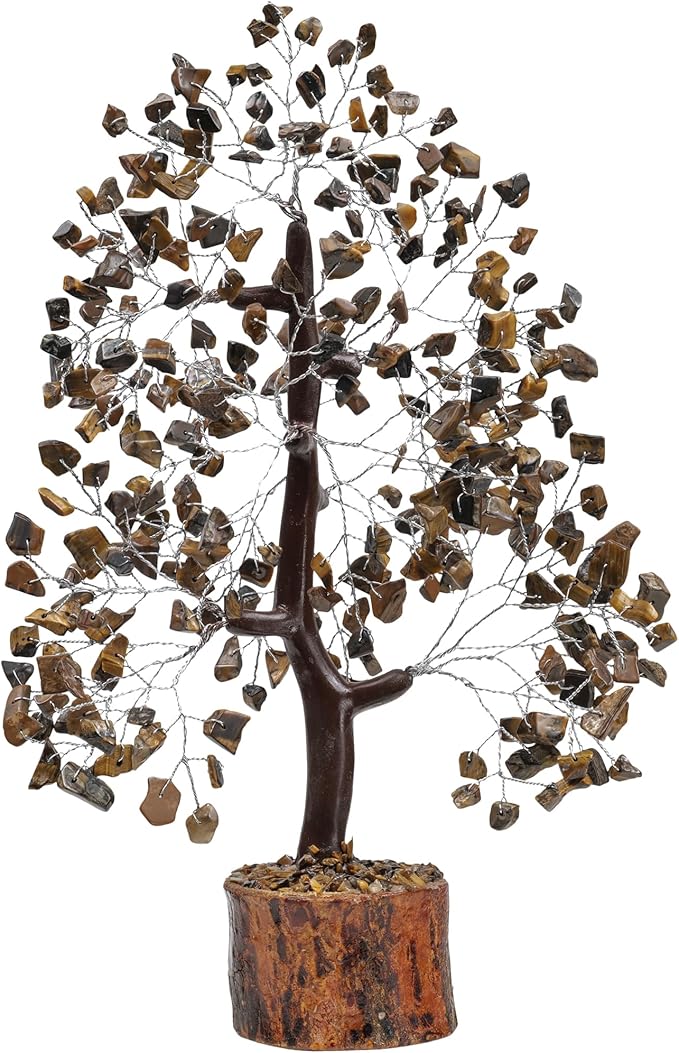 FASHIONZAADI Tigers Eye Crystal Tree, Crystal Money Tree of Life, Feng Shui Decor for Office and Home, Spiritual Gifts for Women, Reiki Gifts