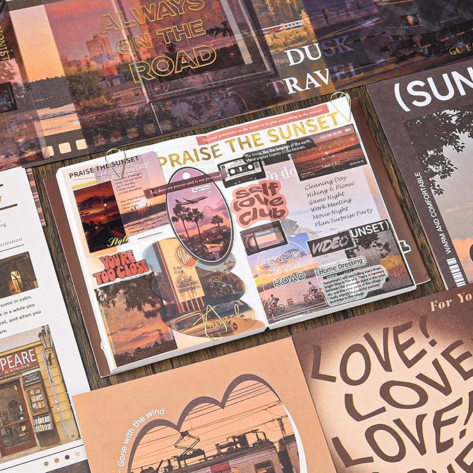 Scrapbook Supplies Kit, Vintage Aesthetic Scrapbook Kit, 351pcs Junk Journal Supplies with Scrapbooking Paper A6 Grid Notebook, Journaling Supplies, Birthday Craft Gift for Adult Teen, Time Traveler