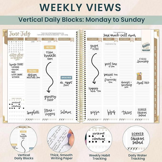 bloom daily planners 2025-2026 Hardcover Academic Year Goal & Vision Planner (July 2025 - July 2026) - Monthly & Weekly Calendar Agenda Organizer - 7.5" x 9" - Spread Kindness Like Wildflowers