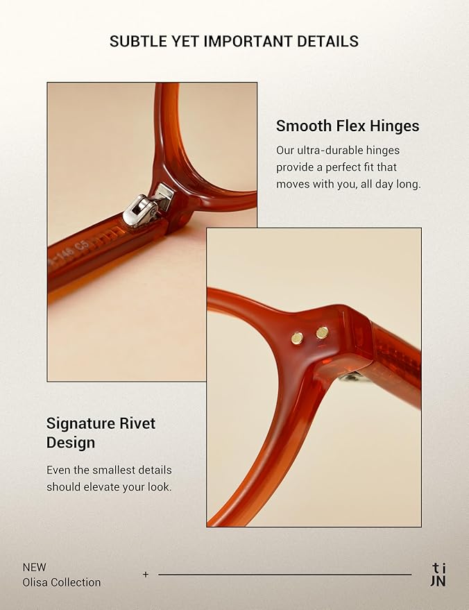 TIJN Olisa Blue Light Blocking Glasses for Women Men,Oval Glasses Frame Bluelight Glasses for Gaming/Computer/Screen