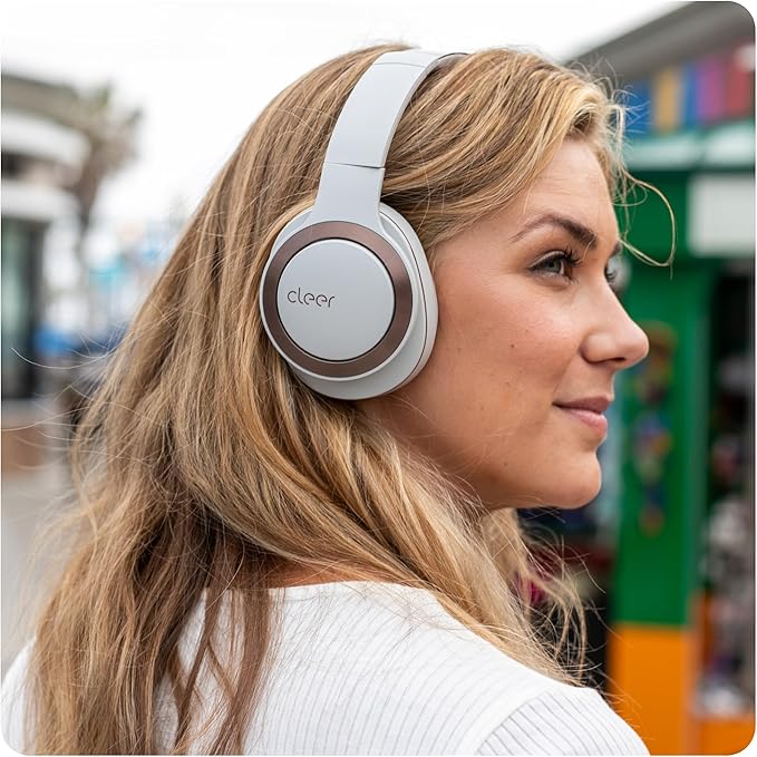 Cleer Audio Enduro ANC Noise Canceling Headphones, Bluetooth Multipoint Connection, Over-The-Ear Design with Mic, Crystal Clear Hands-Free Calling, up to 60 Hours of Battery Life - Light Grey