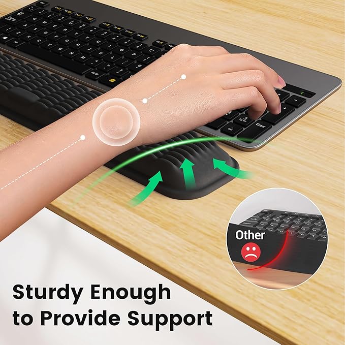 MEKASS Keyboard Wrist Rest for 60% Compact Keyboard, Ergonomic Soft Memory Foam Wrist Support with Non-Slip Silicone Base, Keyboard Pad Relieve Wrist Pain from Laptop, Computer, Typing (Light Grey)