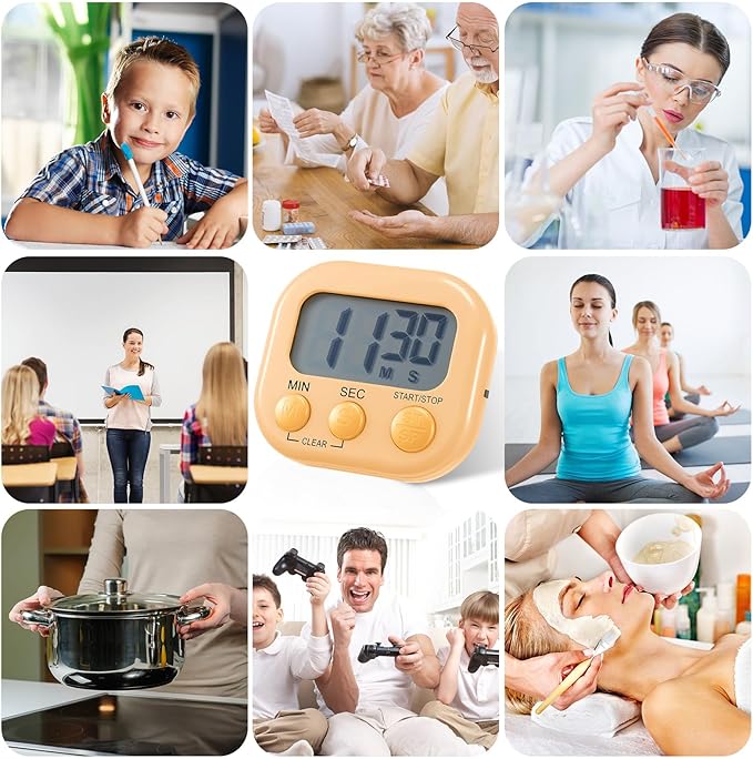 Weewooday 30 Pcs Magnetic Digital Timers for Classroom Multi Function Electronic Kitchen Timer Large Digits Countdown Stopwatch Loud Alarm for School Learning Cooking Study Work Game (10 Colors)