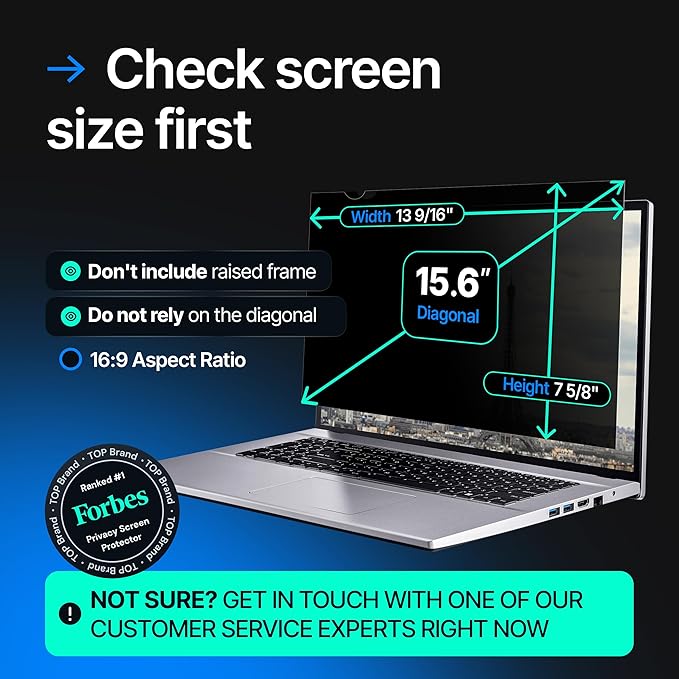 VINTEZ [2 Pack] 15.6 Inch 16:9 Privacy Screen for Computer Monitor and Laptop - Anti Glare Protector Film Blue Light Filter Eye Protection - Computer Screen Privacy Shield