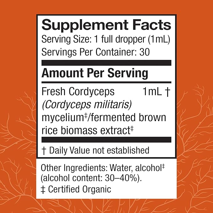 Host Defense Cordyceps Extract - Immune & Energy Support Supplement - Kidney Health Supplement with Cordyceps - Fitness Support to Aid Oxygen Uptake - 1 fl oz (30 Servings)*