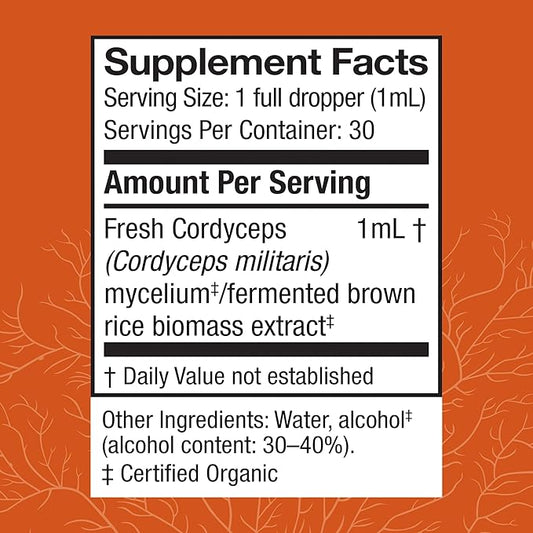 Host Defense Cordyceps Extract - Immune & Energy Support Supplement - Kidney Health Supplement with Cordyceps - Fitness Support to Aid Oxygen Uptake - 1 fl oz (30 Servings)*