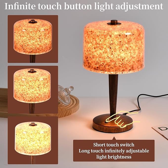Salt lamp with Touch dimmer Control USB Himalayan Salt lamp Natural Rock lamp high Transparency PC lampshade (excluding USB Adapter)