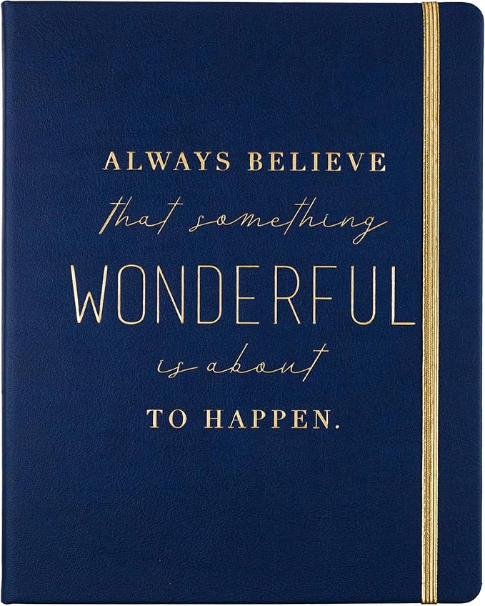 Eccolo Large Lined Journal Notebook, Flexible Cover, Writing Journal, 256 Ruled Ivory Pages, Ribbon Bookmark, Lay Flat, Desk Size for Work or School, Size 8X10, Always Believe