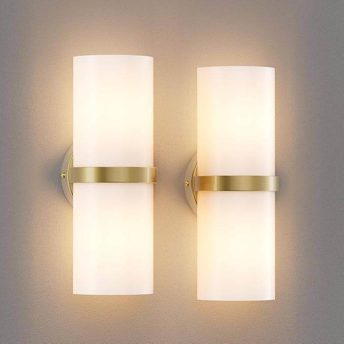 Gold LED Wall Sconce Set of 2 Indoor Hardwired Up and Down Wall Lights for Living Room Bedroom Hallway Corridor Warm White 3000K (Without G9 Bulbs)
