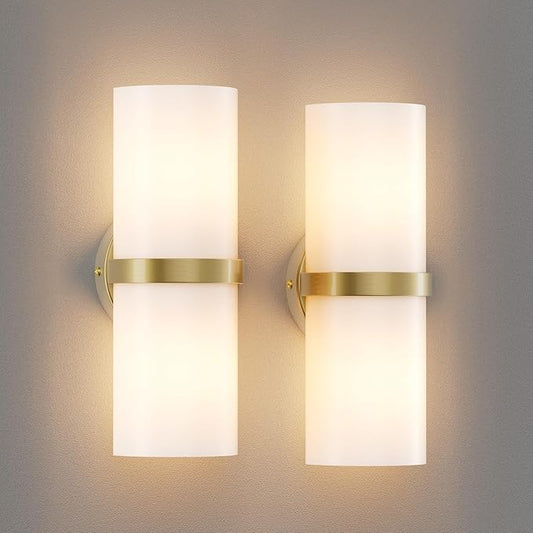 Gold LED Wall Sconce Set of 2 Indoor Hardwired Up and Down Wall Lights for Living Room Bedroom Hallway Corridor Warm White 3000K (Without G9 Bulbs)