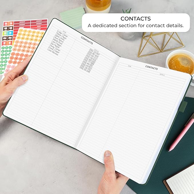 Clever Fox Appointment Book – Hourly Schedule Planner with 15-Minute Increments – Time Box Planner for Daily Work & To-Dos – Weekly & Monthly Spreads, Undated, Hardcover, 8.3x11″ (Dark Green)