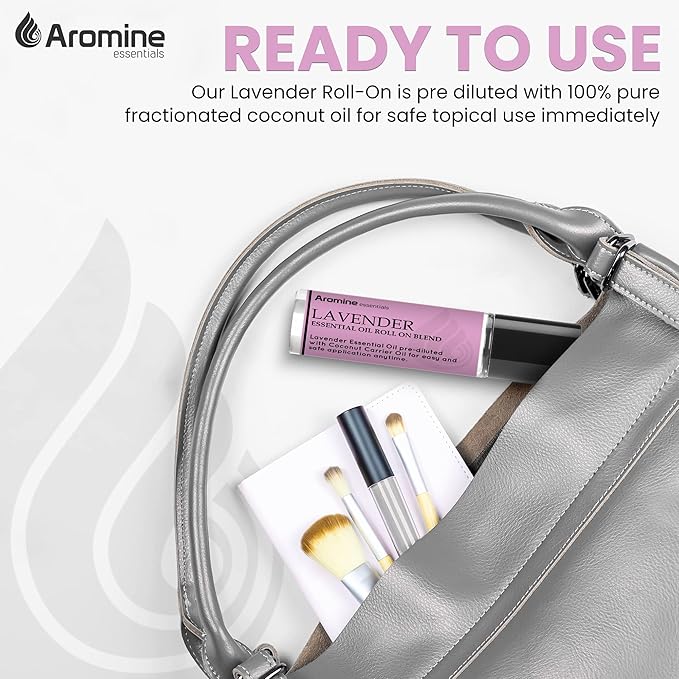 Lavender Essential Oil Roll On, Pre-Diluted 10ml (Pack of 2). Premium Quality, Therapeutic Grade Topical Ready Aromatherapy Oil