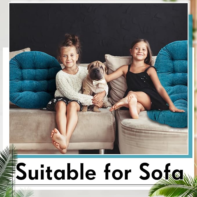 Jerify 4 Pcs Floor Pillow Cushions 22 x 22 Inch Round Square Large Meditation Floor Pillow for Classroom Adult Meditation Picnic Party Cushion for Seating Gift Christmas(Aquamarine,Round)