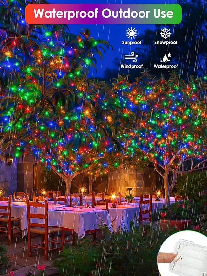 RGB Color Changing 33Ft 100LED Easter Fairy Lights Battery Operated, Waterproof String Lights USB Powered with Timer for Indoor & Outdoor,16 Colors and Multicolor for Girl's Bedroom Christmas Decor