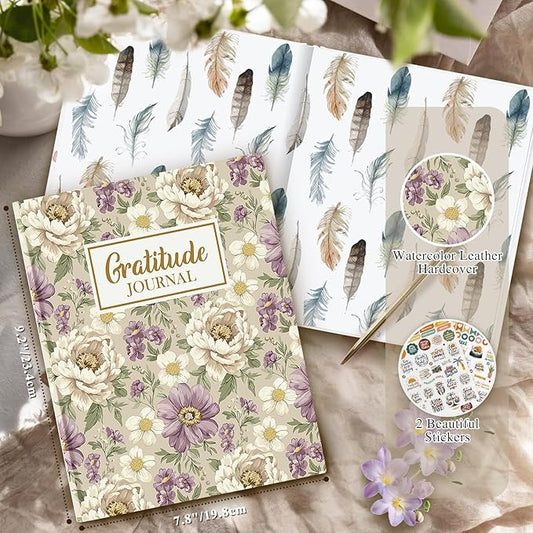 Lanpn Daily Gratitude Journal for Woman Men, 4 Month Affirmation & Mindfulness Planner, 7.8"x9.2" The 5 Minute Grateful Diary, Guided Reflection with Positivity Prompts & Quotes Undated Notebook