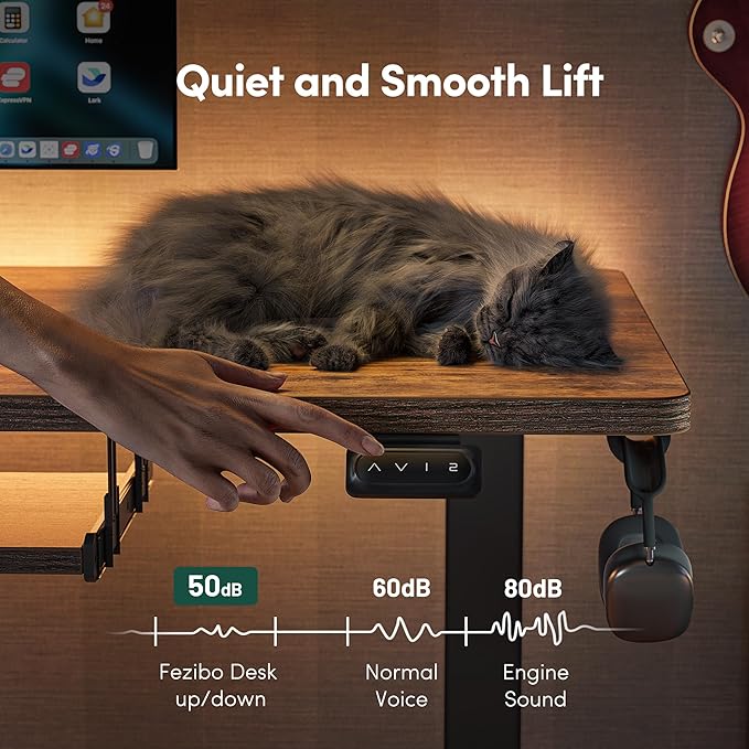 FEZIBO Standing Desk with Keyboard Tray, 60 x 24 Inch Adjustable Height Sit Stand Desk with Memory Presets for Home Office, Ergonomic Computer Workstation, Rustic Brown