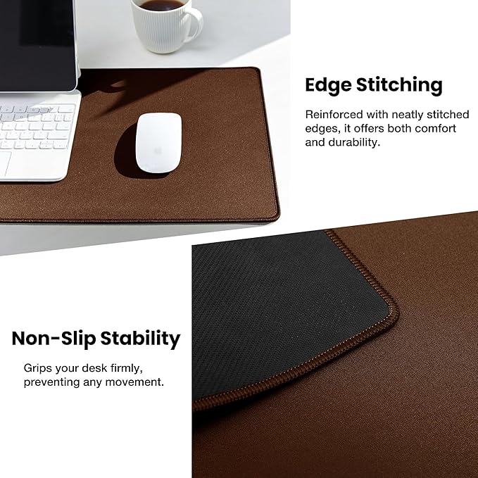 ALOANES Waterproof Mouse Pad with Durable Stitched Edge, Large Gaming Keyboard Pad, Non-Slip Rubber Base Mouse Mat, Extended Desk pad for Gamer, Office & Home, Brown Mousepad 27.6''x11.8''x0.12''
