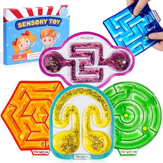 Squishy Fidget Toys - 5-Pack Sensory Maze Fidget for Anxiety & Stress Relief, Autism Kids | Calming Corner Items for Kids, Quiet Fidgets for Classroom & Car Travel | Gifts & Prizes for Children