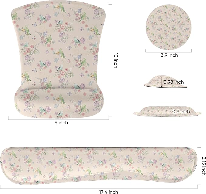 RICHEN Mouse Pad and Keyboard Wrist Rest, 3-in-1 Computer Mousepad and Coaster Set, Non-Slip Keyboard Wrist Rest and Mouse Pad Set Ergonomic Design (FKMWR-61)