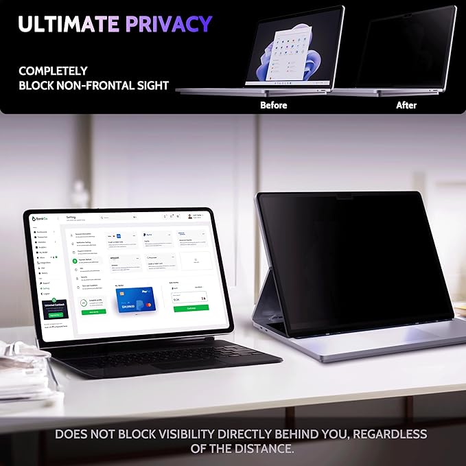 Privacy Screen for 14.4 Inch Surface Laptop Studio 2/1, MagicSuction™ Removable Anti Spy Black Protector, Glare Blue Light Filter for Microsoft Laptop Computer Monitor